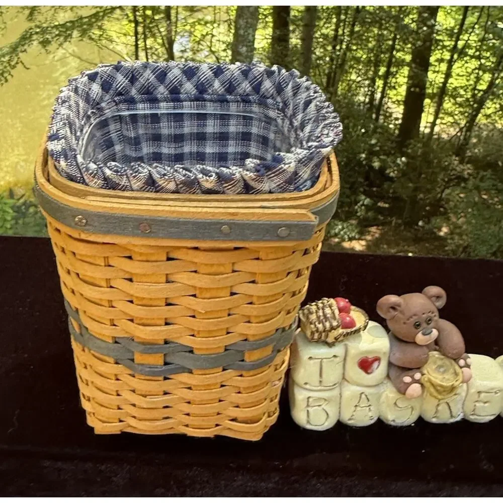 Longaberger 1997 Waste Basket Combo J W Collection Miniature Complete & Figurine